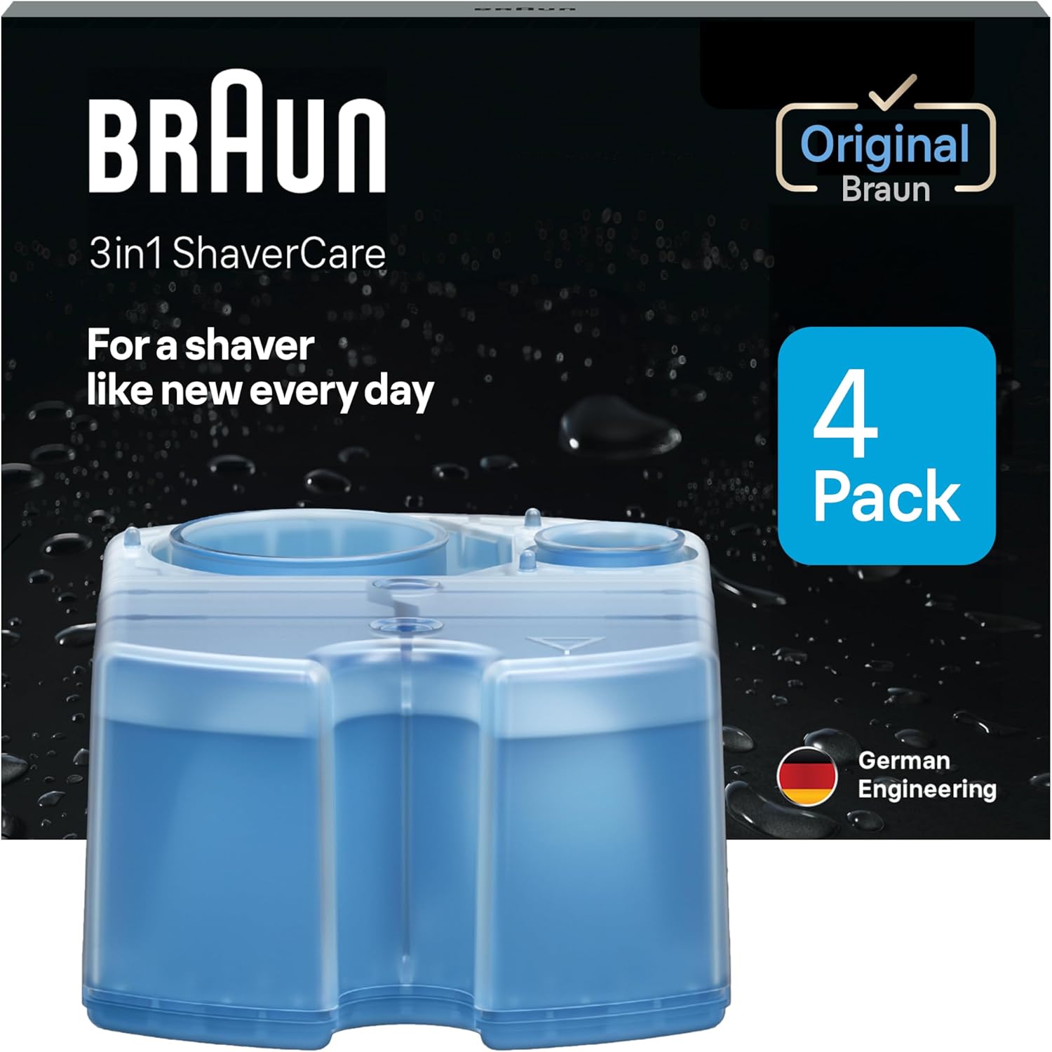 Cartuchos de Refil Braun Clean & Renew CCR, Solução de Limpeza de Reposição para Barbeador com Sistema de Limpeza Clean&Charge, Pacote com 4 unidades
